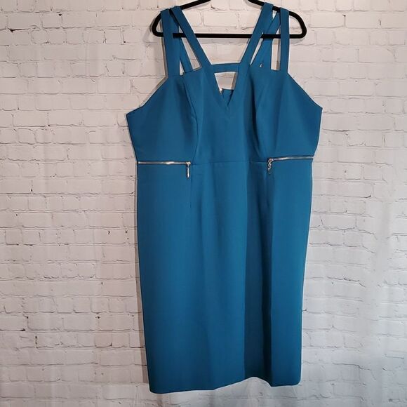 Lane Bryant teal strappy sheath dress size 26 - Picture 1 of 12